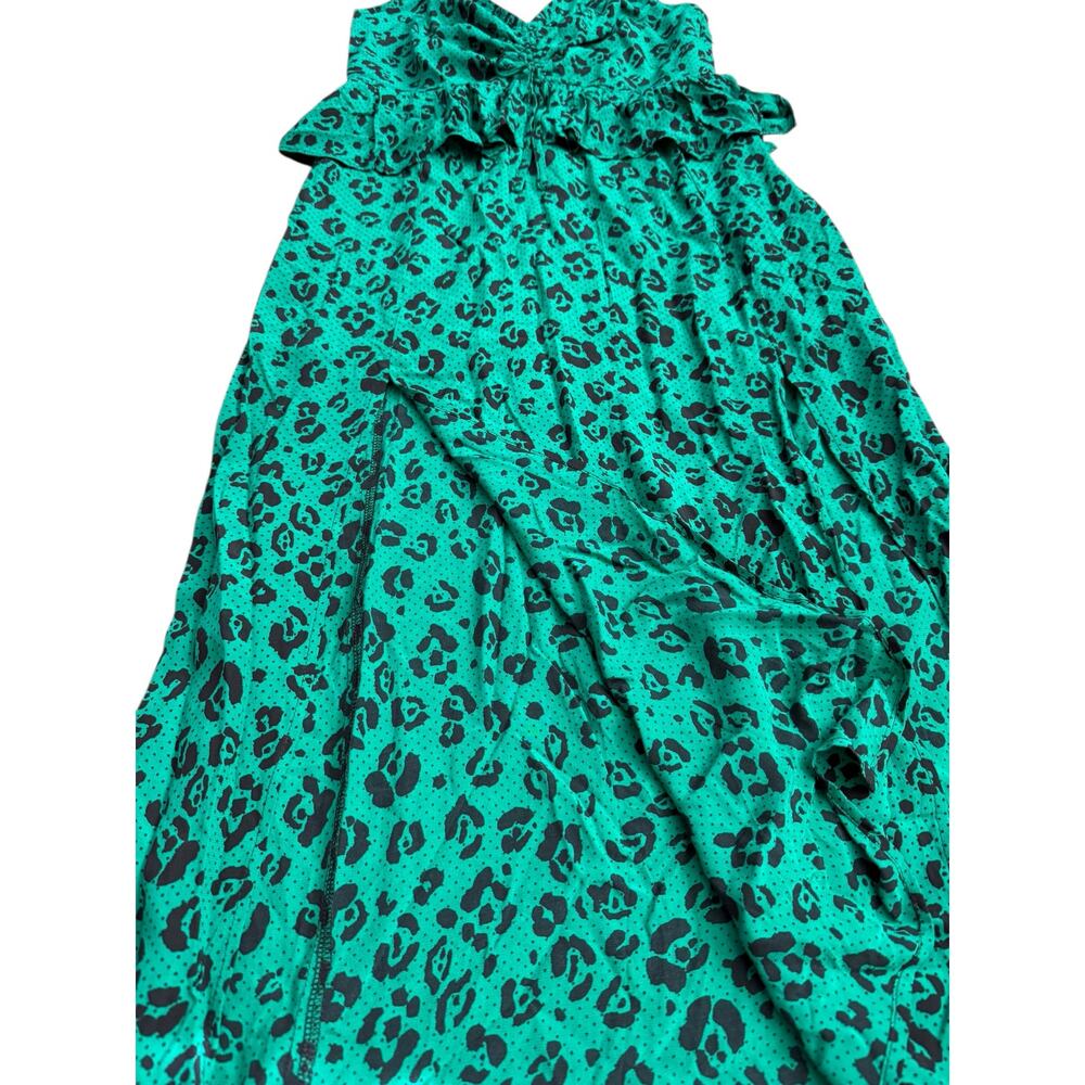 Suboo Leopard Lights Gathered Split Midi‎ Dress G… - image 7